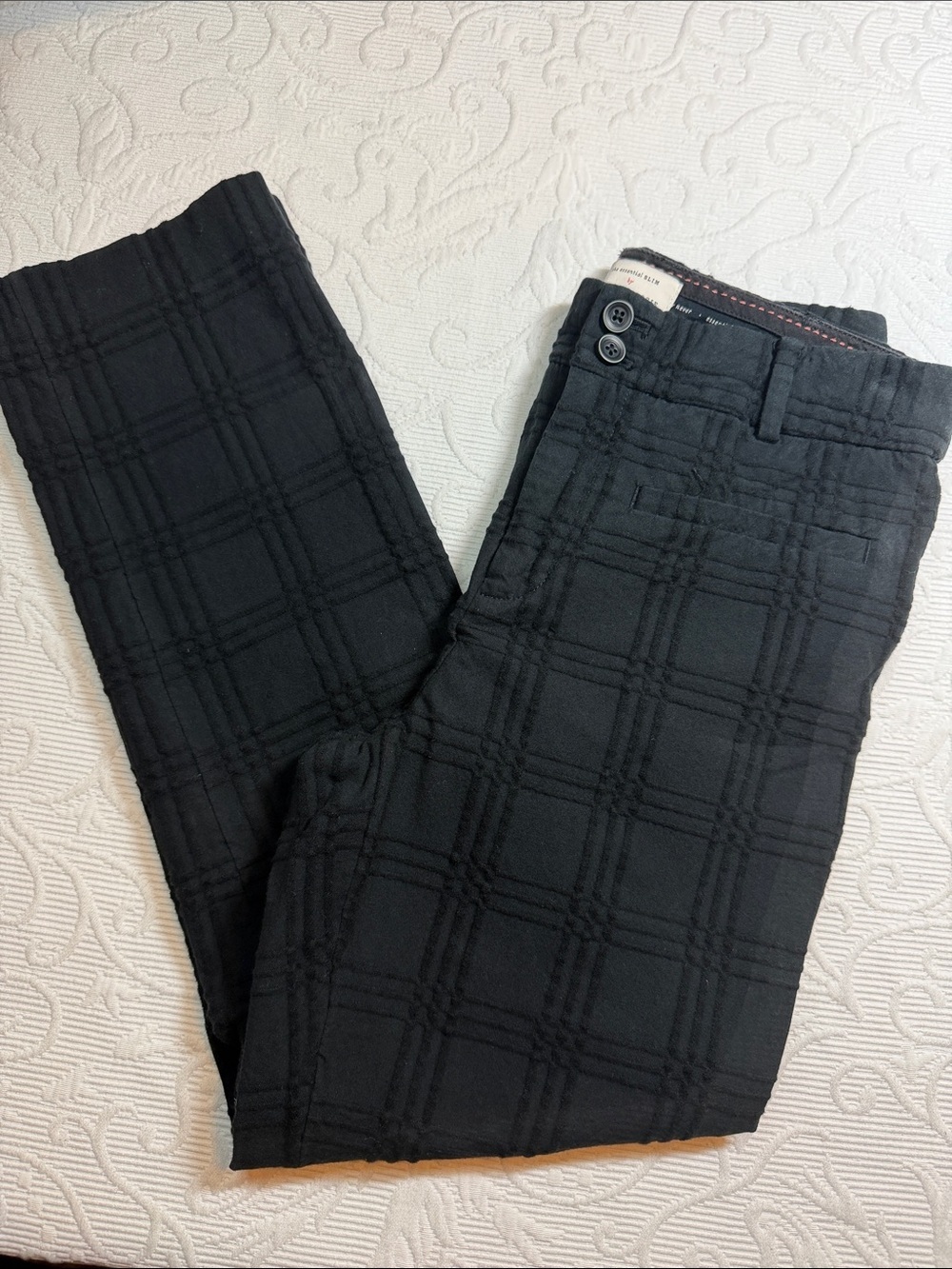 Anthropologie Cartonnier Black Slim Pants with Raise Plaid Design. Euro 34/US 4